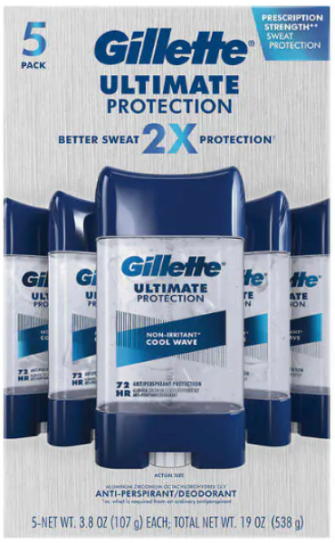 GILLETTE Ultimate Protection 'Cool Wave' Clear Gel Antiperspirant, Deodorant 538 gr